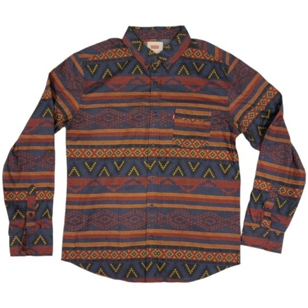 Levi's Mens Medium Long-Sleeve Button Down Shirt, Patterned